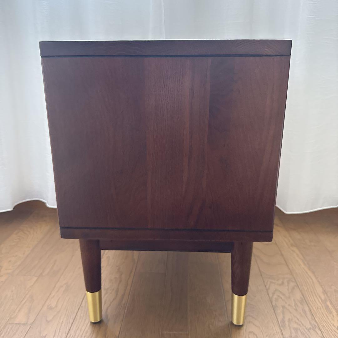 kuri様　　　サイドテーブル　ナイトテーブル　組み立て不用　　オーク×ゴールド