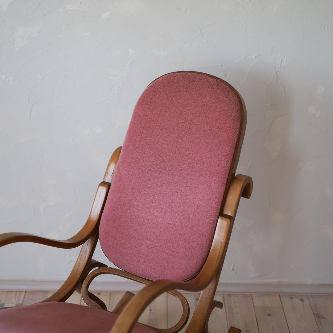 【ヴィンテージ】曲木 ロッキングチェア / ピンククッション