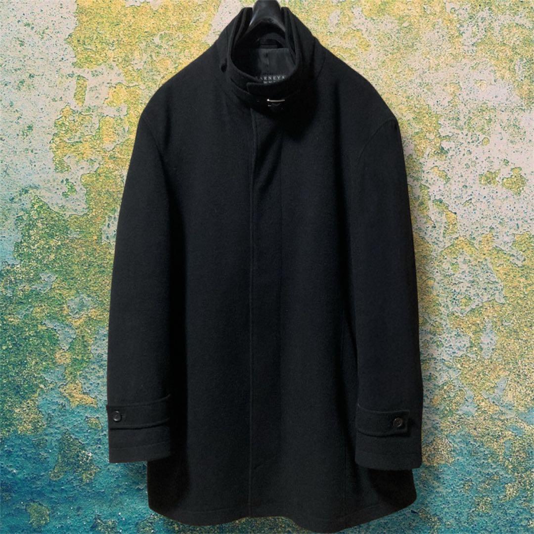 超美品 バーニーズニューヨーク ウール カシミヤ混 コート ビジネスコート 黒