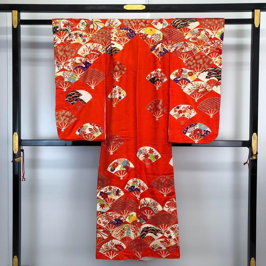 子供着物 扇子に花柄 金駒刺繍 ハーフ成人式 十三詣り CK-7310