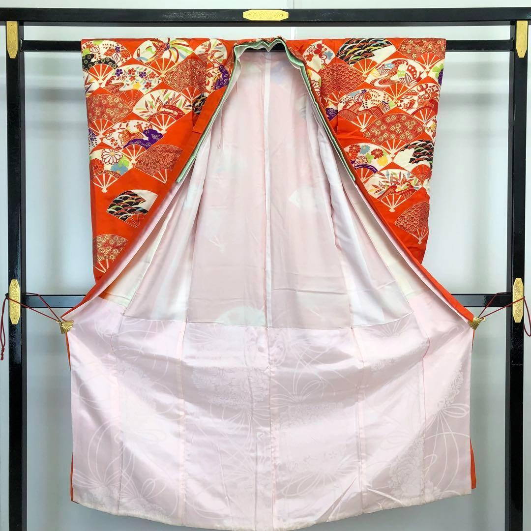 子供着物 扇子に花柄 金駒刺繍 ハーフ成人式 十三詣り CK-7310