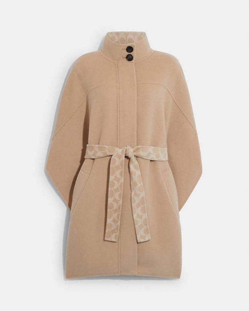 【美品】COACH ダブルフェイス ケープコート シグネチャー