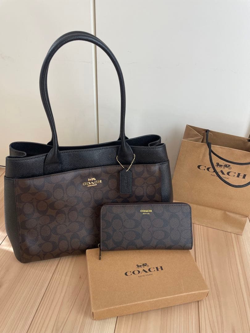 COACH レディース　ショルダー　バッグ　財布　セット　ブラウン　ブラック