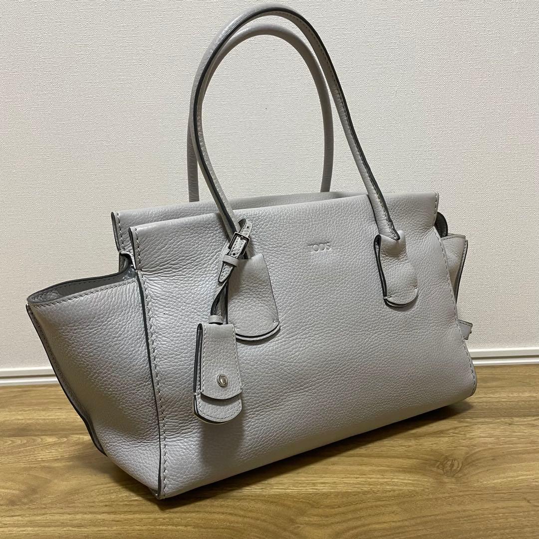 《美品》TOD’S （トッズ）レザー ハンドバッグ ライトグレー