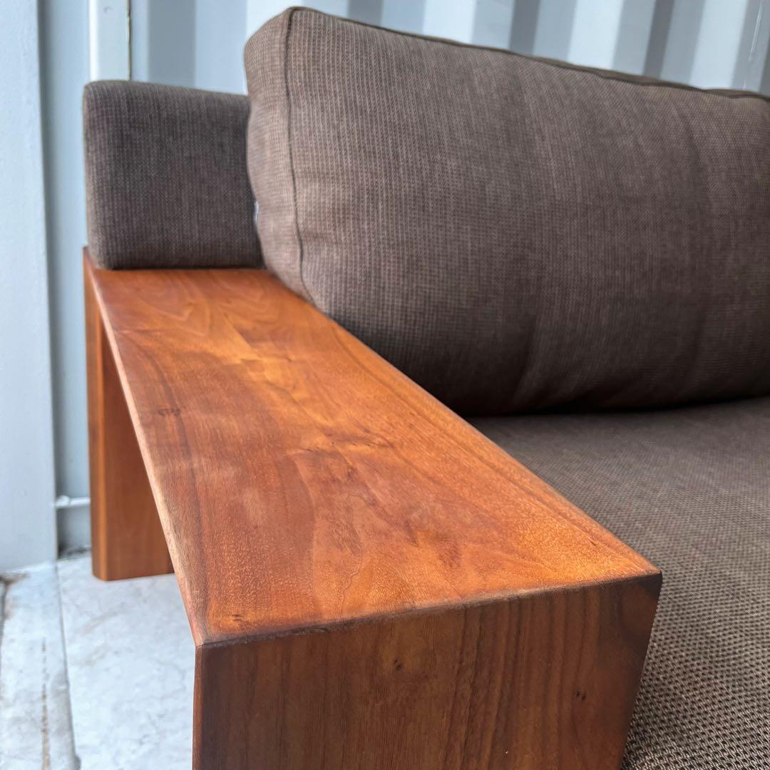 取付無料！カリモクWT35 北欧風ブラウンファブリック3人掛けソファ・オットマン