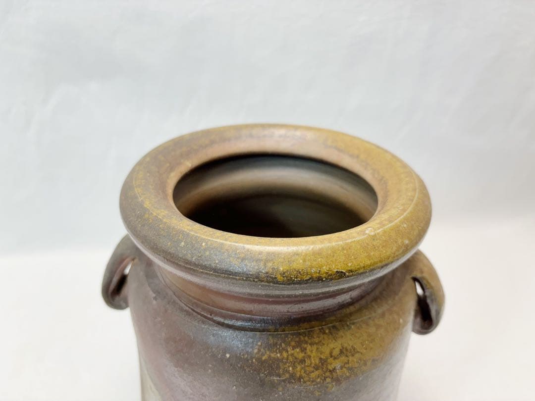 未使用 茶道具 山下譲治作 備前 耳付水指 作家物 煎茶道具 水差し 栞 共箱