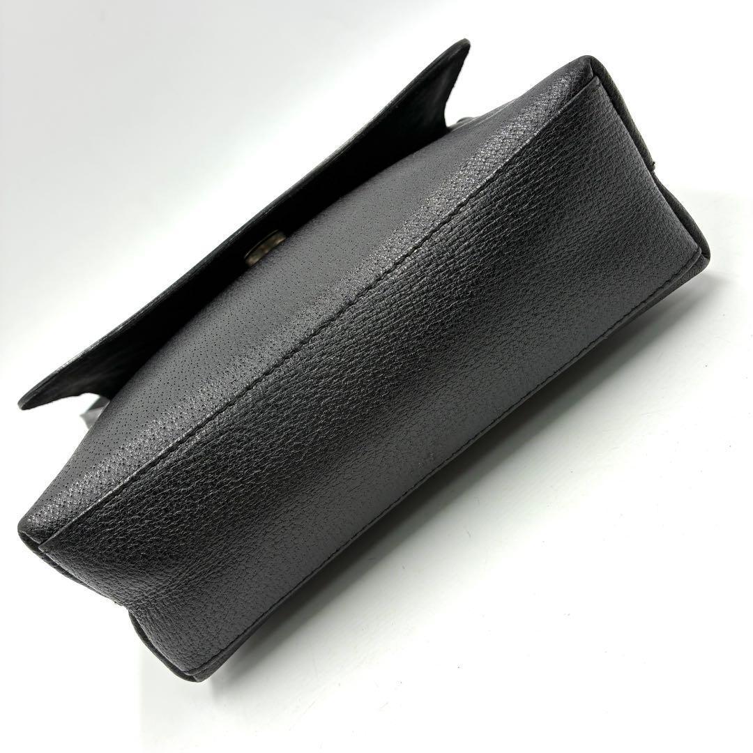 美品 GUCCI ワンショルダーバッグ 肩掛け フラップ レザー ブラック