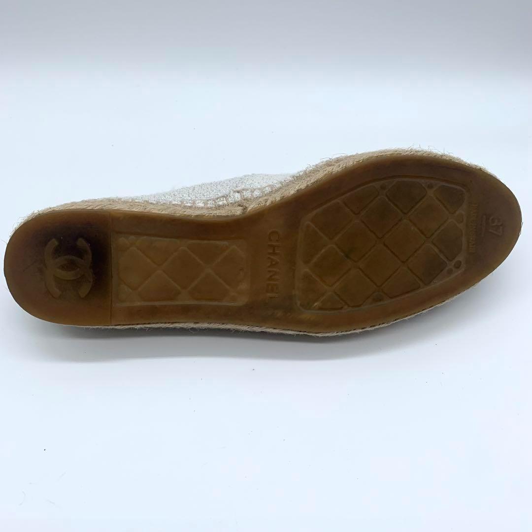 シャネル フラットシューズ エスパドリーユ ココマーク ラメツイード 24cm