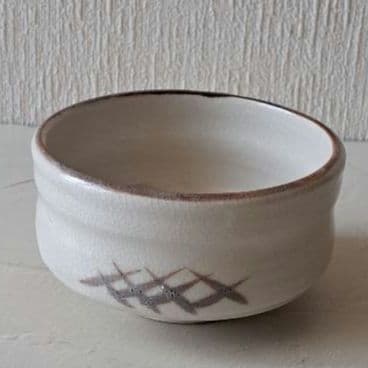 志野焼　銘あり 稲穂文 水指/茶碗/香合　絵志野　骨董品 古美術