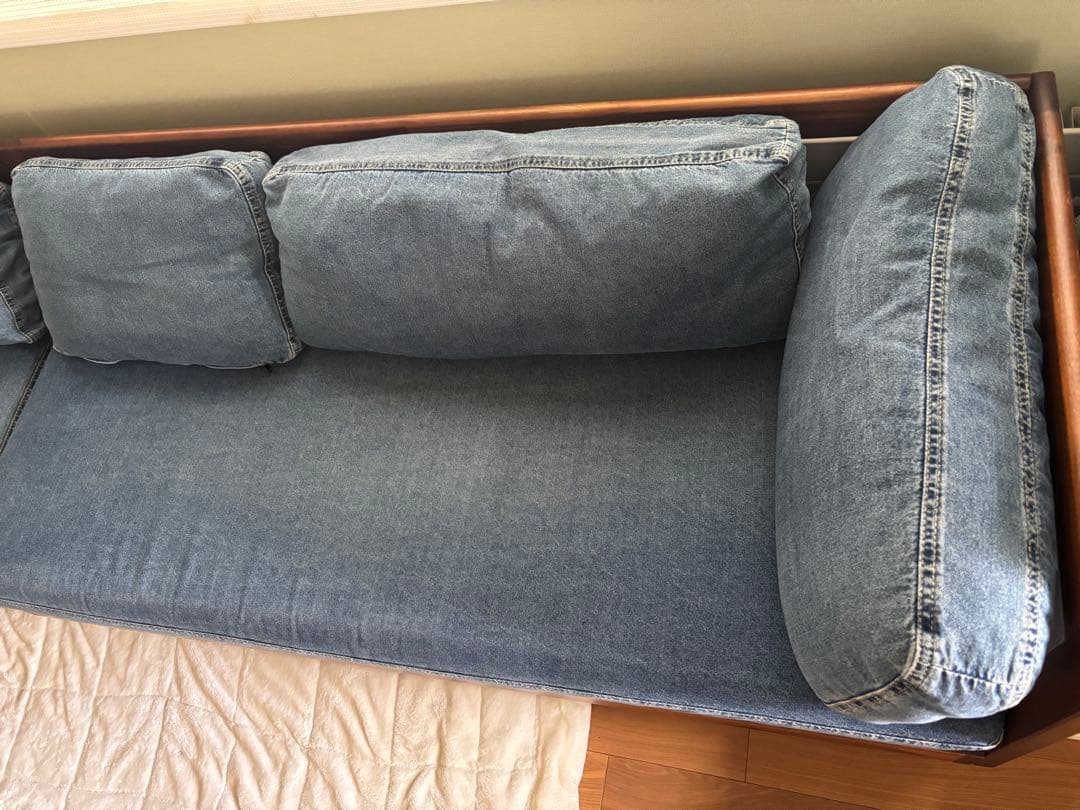 unico SWELLA ベンチアーム デニム生地モダンソファ