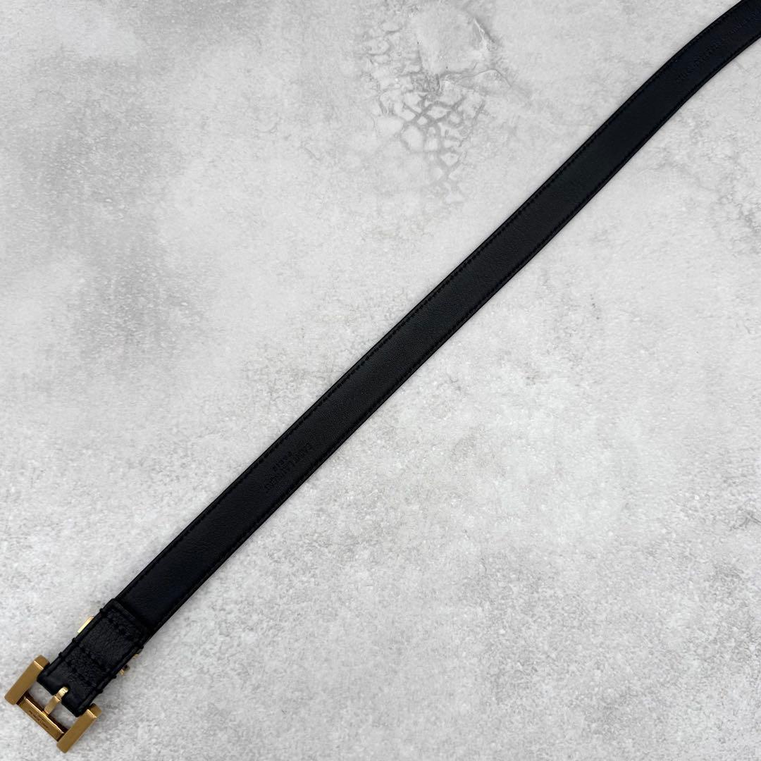 美品 サンローランパリ レザーベルト YSL ロゴデザイン ゴールド金具 黒