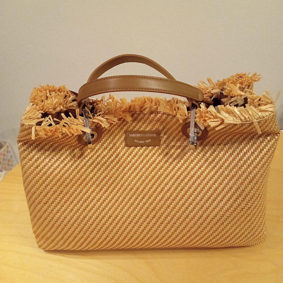 エンポリオアルマーニ　ラフィアトートバッグ