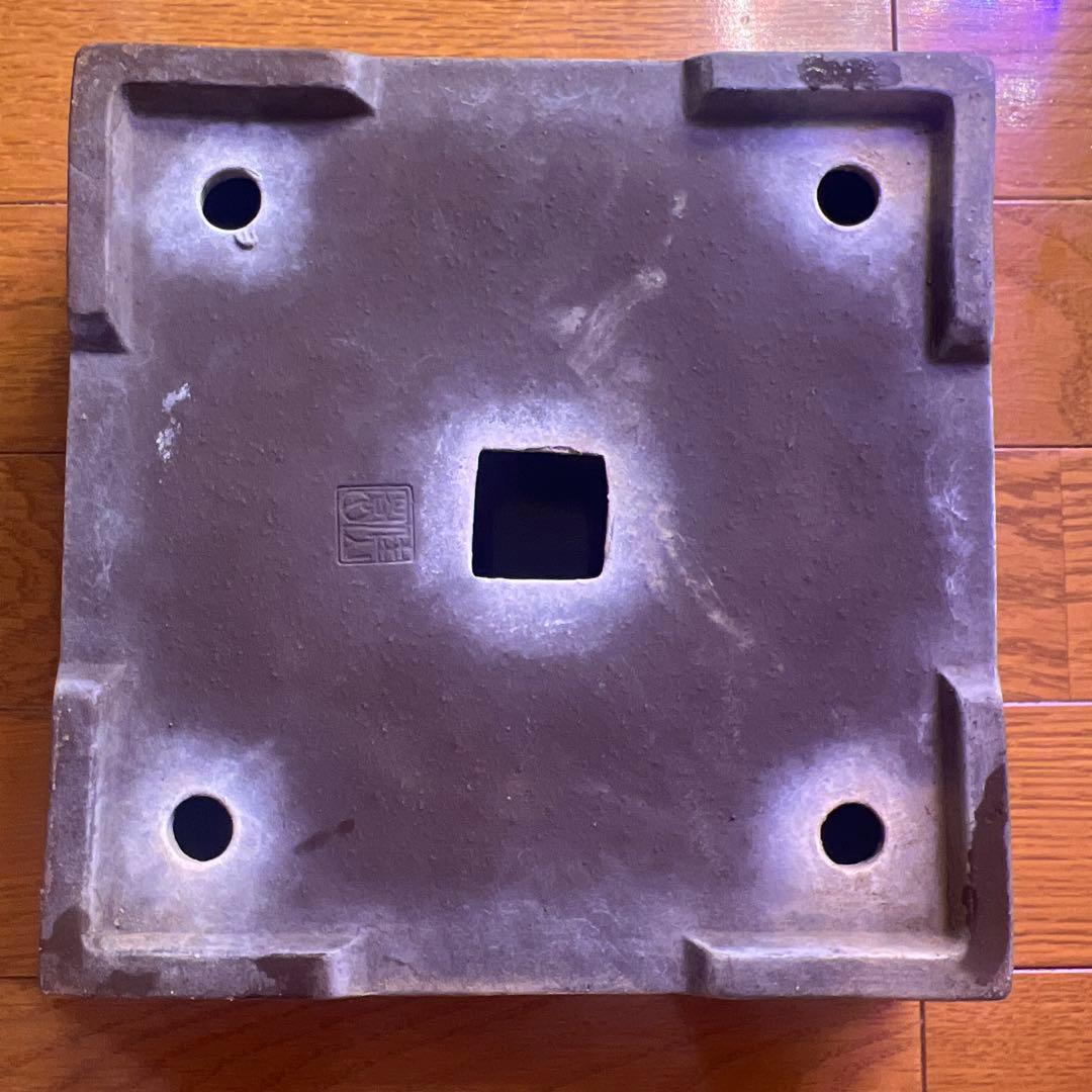 盆栽鉢 紫砂 紫泥 陶器 志那鉢、中国鉢 コレクション 骨董品 落款あり 中鉢