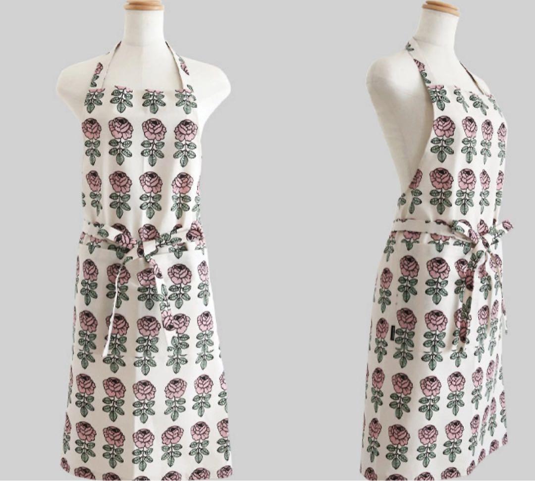 marimekko限定商品　Vihkiruusuヴィヒキルース　エプロン　ピンク