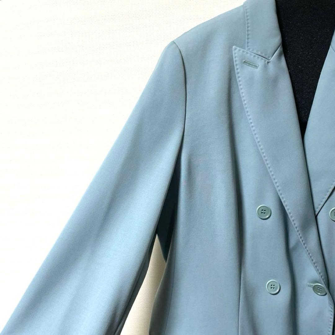 MaxMara 白タグ ブルー46 ダブルブレスト テーラード ロールアップ