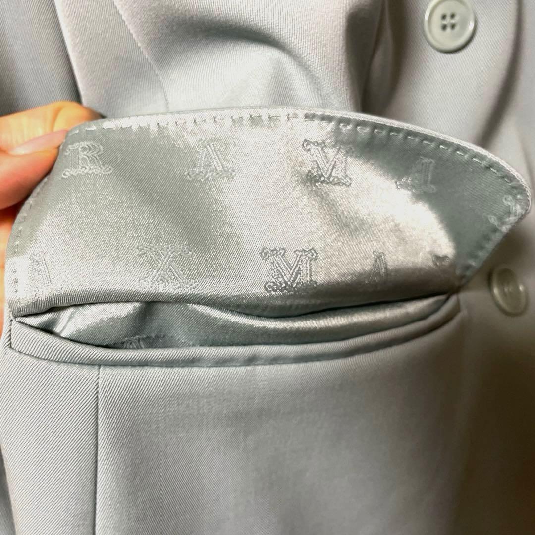 MaxMara 白タグ ブルー46 ダブルブレスト テーラード ロールアップ