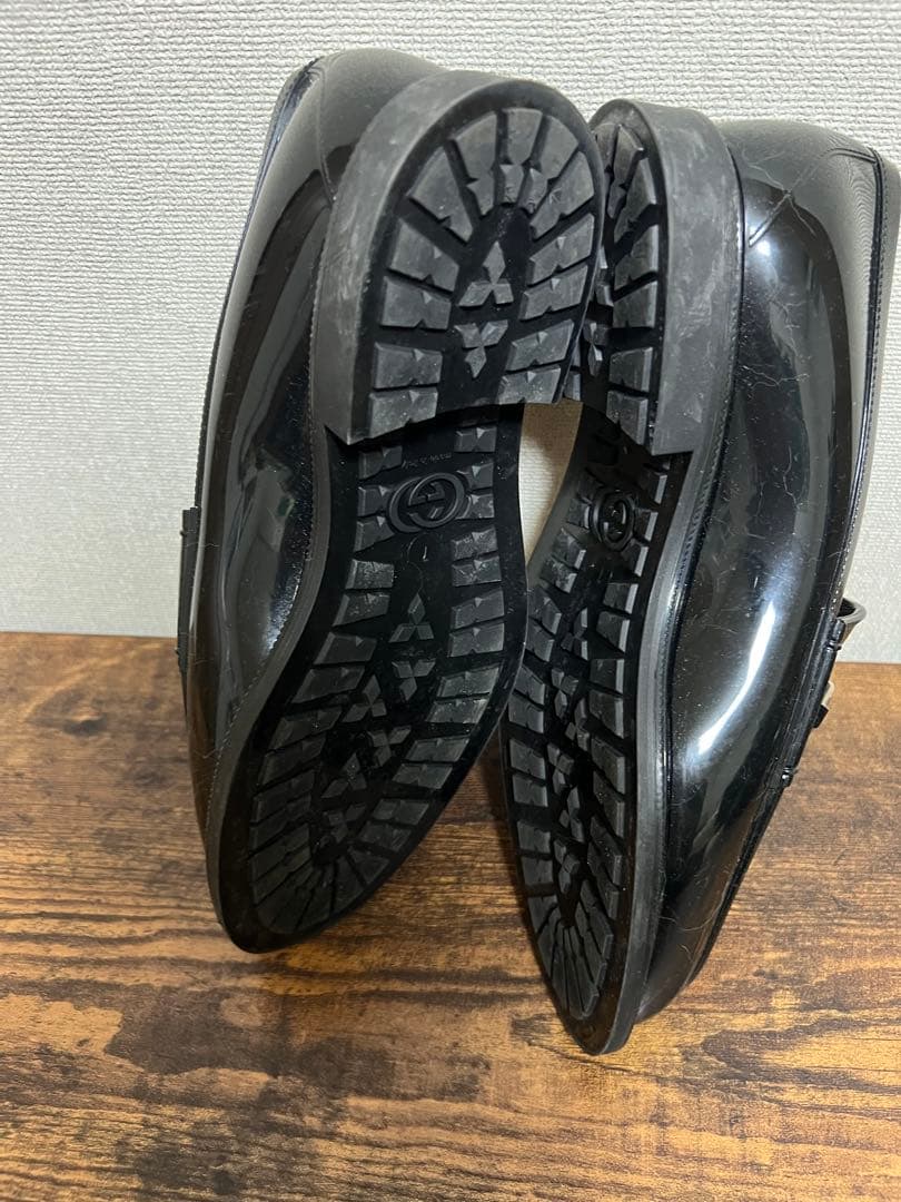 GUCCI レインシューズ　ラバーホースビットローファー　エナメル