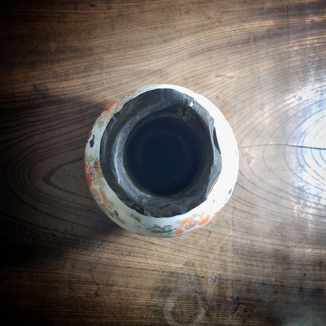 花瓶　里帰り　銅板　九谷　花器　九谷赤絵　人物図花瓶　明治時代