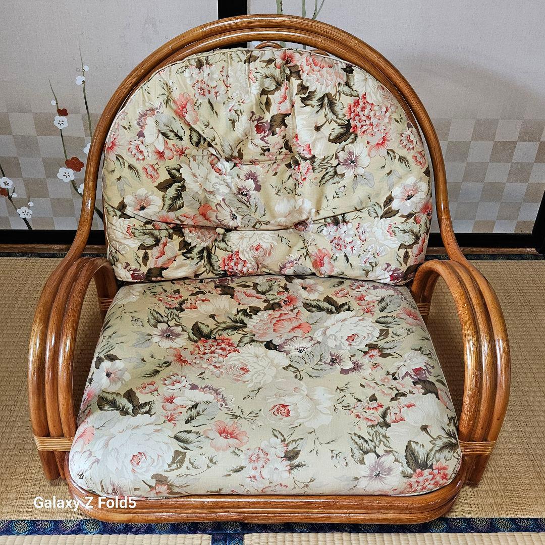 昭和レトロなラタン３６０回転ローチェア　希少な超大型！早い者勝ち！！