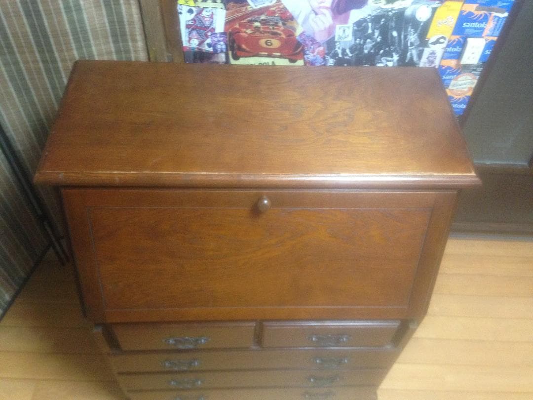 アンティーク欧米風ライティングデスク机 越後民芸家具大正昭和伝統工芸無垢材