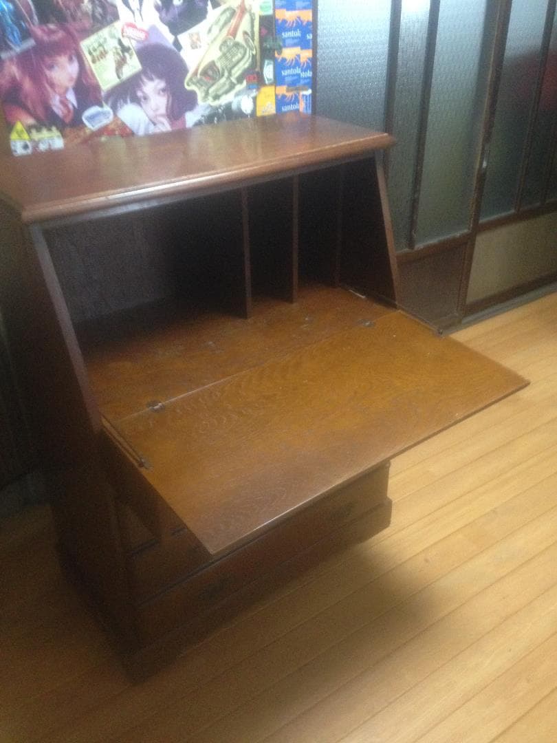 アンティーク欧米風ライティングデスク机 越後民芸家具大正昭和伝統工芸無垢材