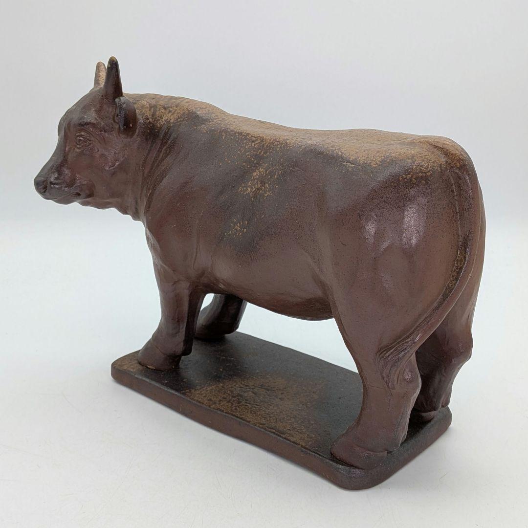 武用君彦 備前焼 干支置物「丁丑」 共箱共布栞 丑年 牛 ウシ 縁起物 在銘