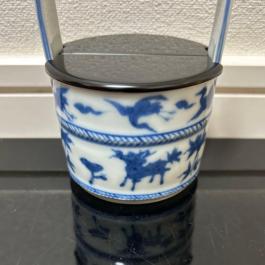 染付吉祥文手桶茶入　茶道具懐石鵬雲斎坐忘斎淡々斎即中斎而妙斎棗水指茶杓水屋茶碗釜