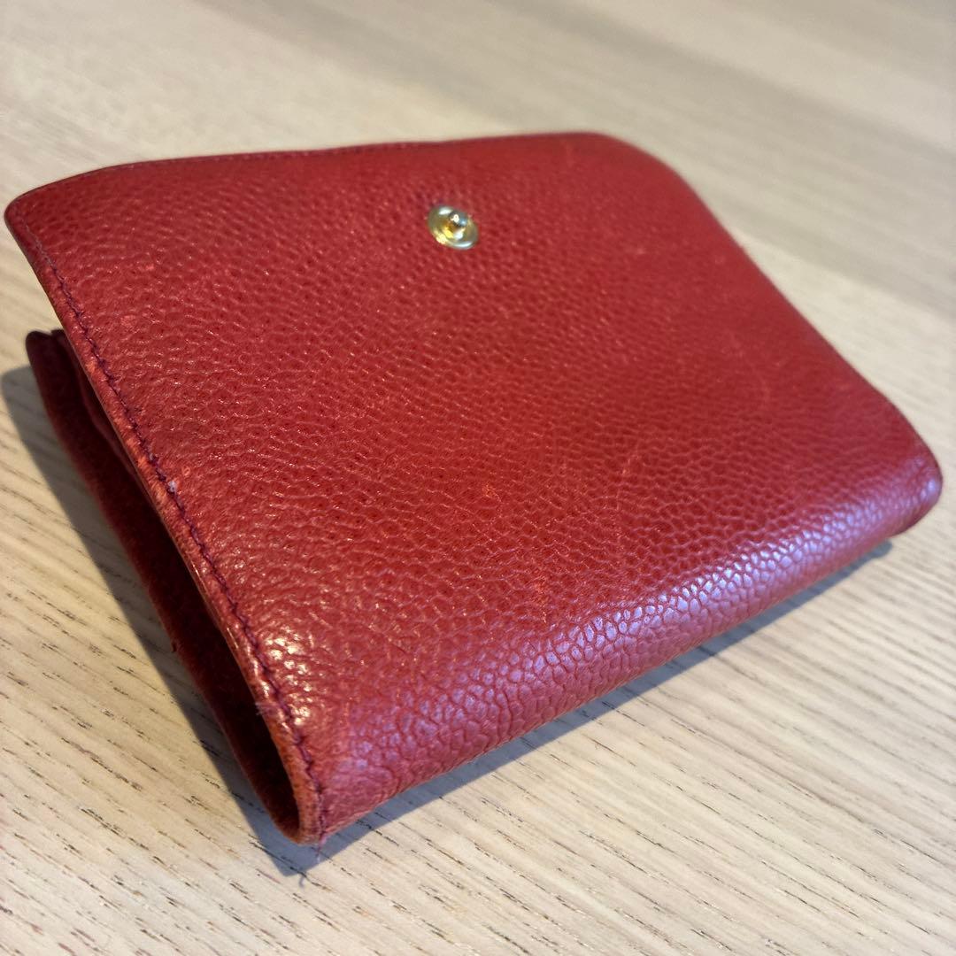 シャネル がま口 財布　赤 ココマーク 二つ折り 正規品