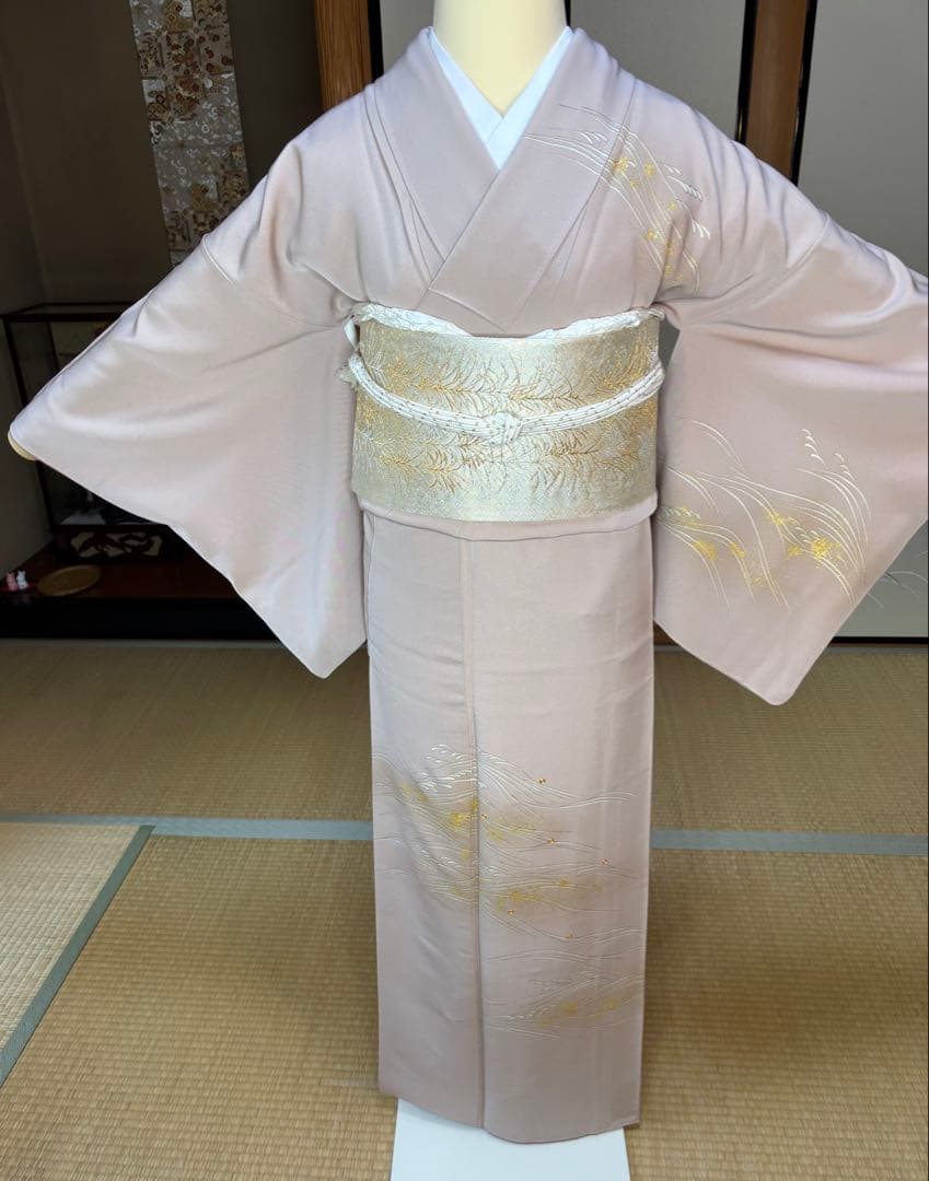 フォーマル4点フルセット 正絹訪問着　袋帯　帯締め帯揚げ