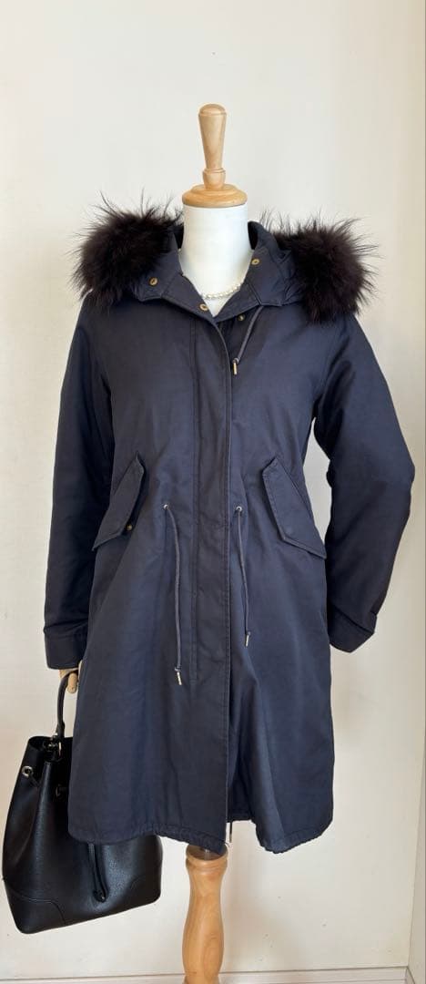 【即購入OK！】IENAイエナ　ネイビーモッズコート リアルファー＆ライナー付