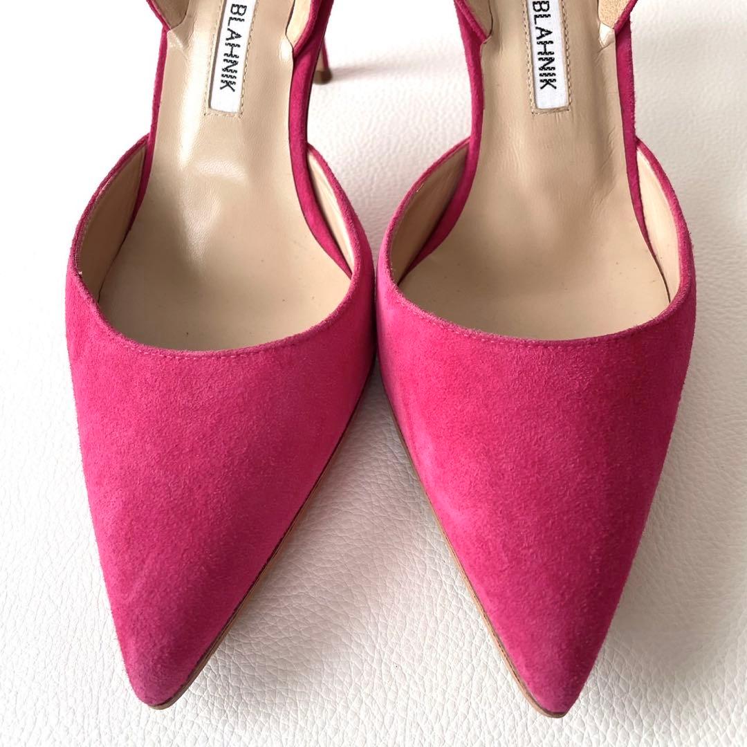 美品＊マノロブラニク キャロリン バッグストラップ【37】ピンク