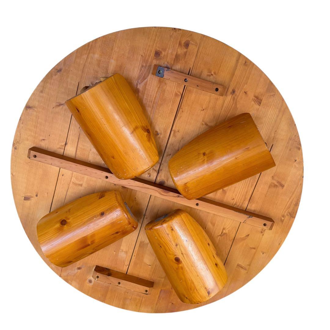 天然木 丸型ちゃぶ台 直径100cm 分解可 座卓 和風 ローテーブル レトロ