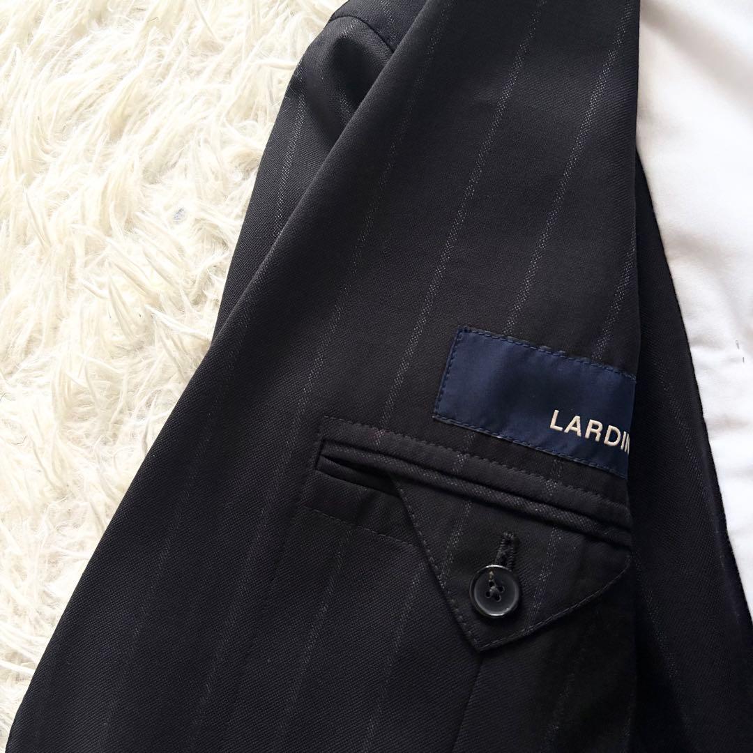 <極美品>LARDINI 新ロゴ ブラック ウール スーツ サイズ44