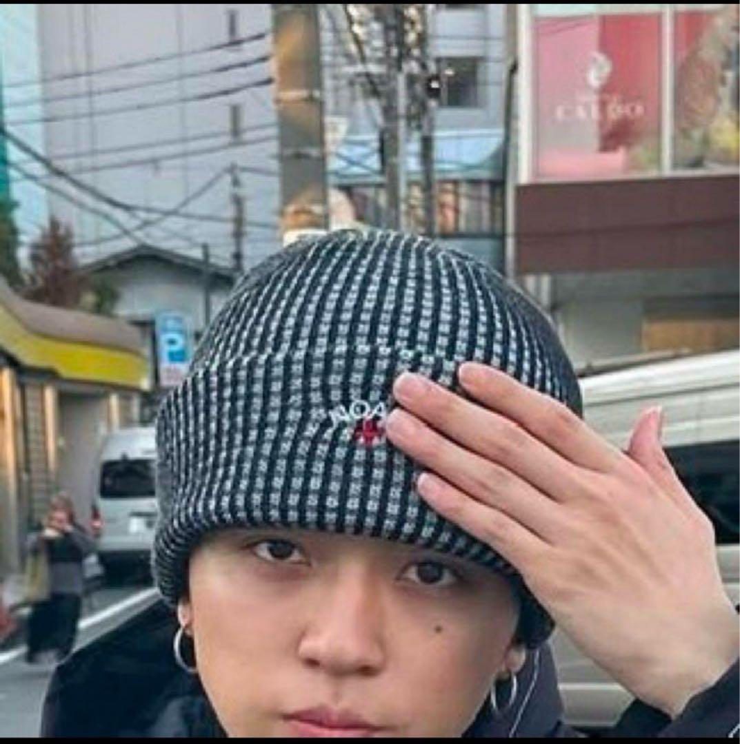 NOAH リブ編みニット帽 ブラック・グレー