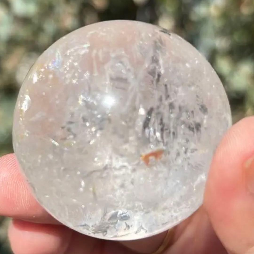 高品質　アイリス　水晶　クリアクォーツ　ファイヤークォーツ共生　スフィア