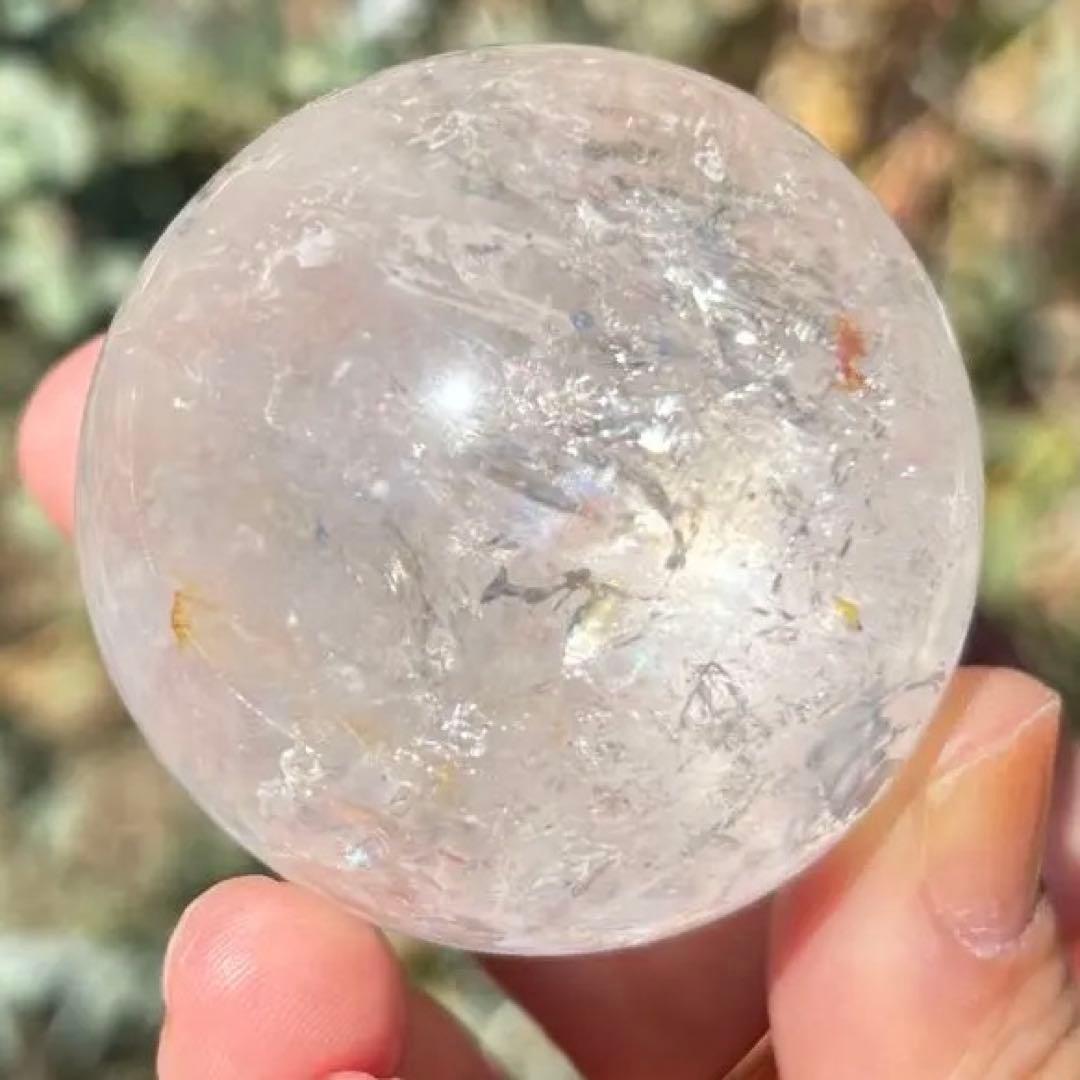 高品質　アイリス　水晶　クリアクォーツ　ファイヤークォーツ共生　スフィア