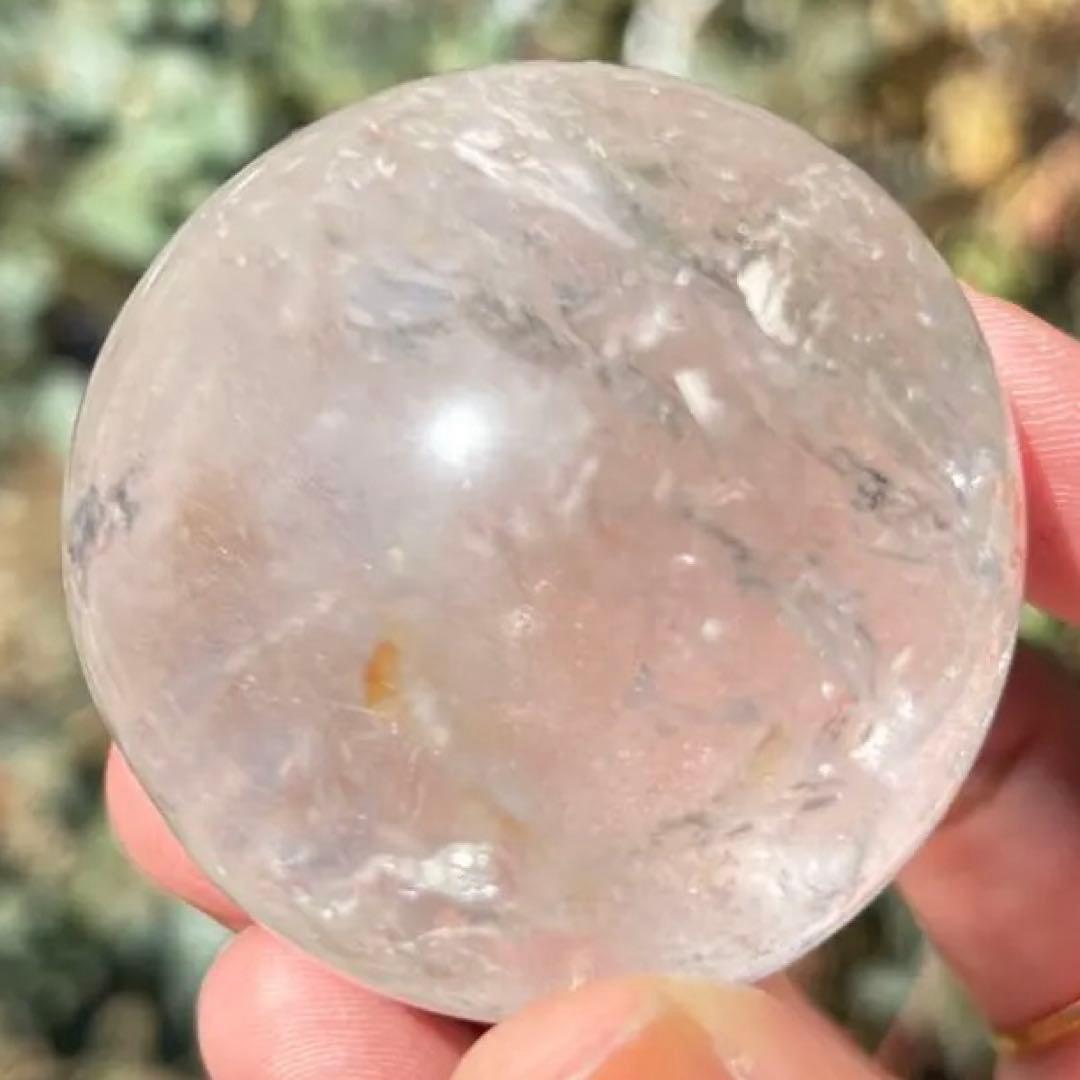 高品質　アイリス　水晶　クリアクォーツ　ファイヤークォーツ共生　スフィア