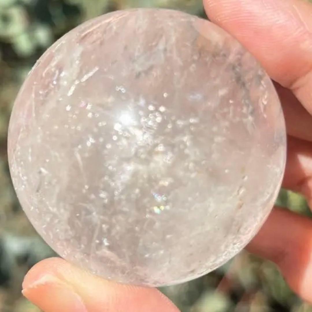高品質　アイリス　水晶　クリアクォーツ　ファイヤークォーツ共生　スフィア