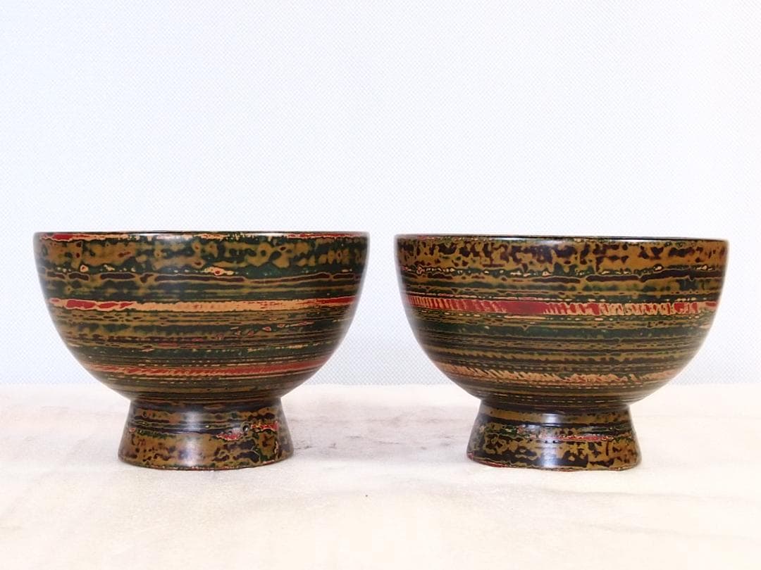 【未使用】独楽塗 合鹿椀 2客＆汁椀 2客 入れ子椀/雑煮椀/煮物椀/お椀 漆器