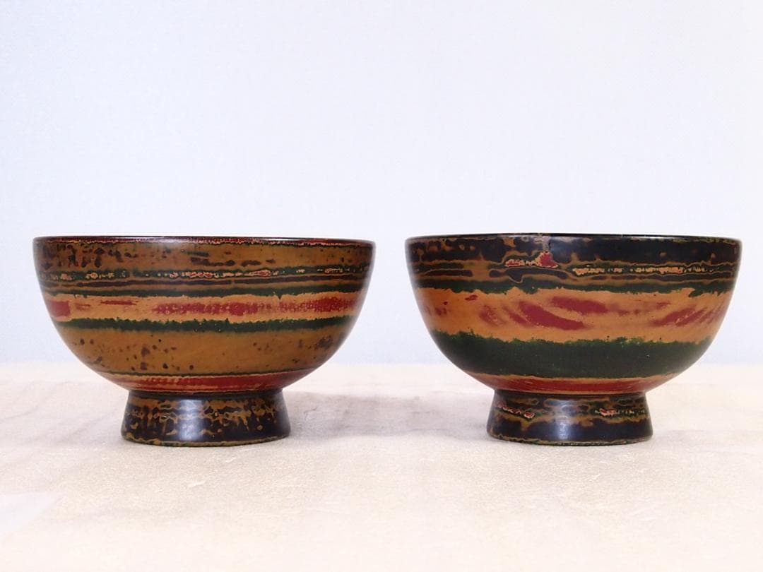 【未使用】独楽塗 合鹿椀 2客＆汁椀 2客 入れ子椀/雑煮椀/煮物椀/お椀 漆器