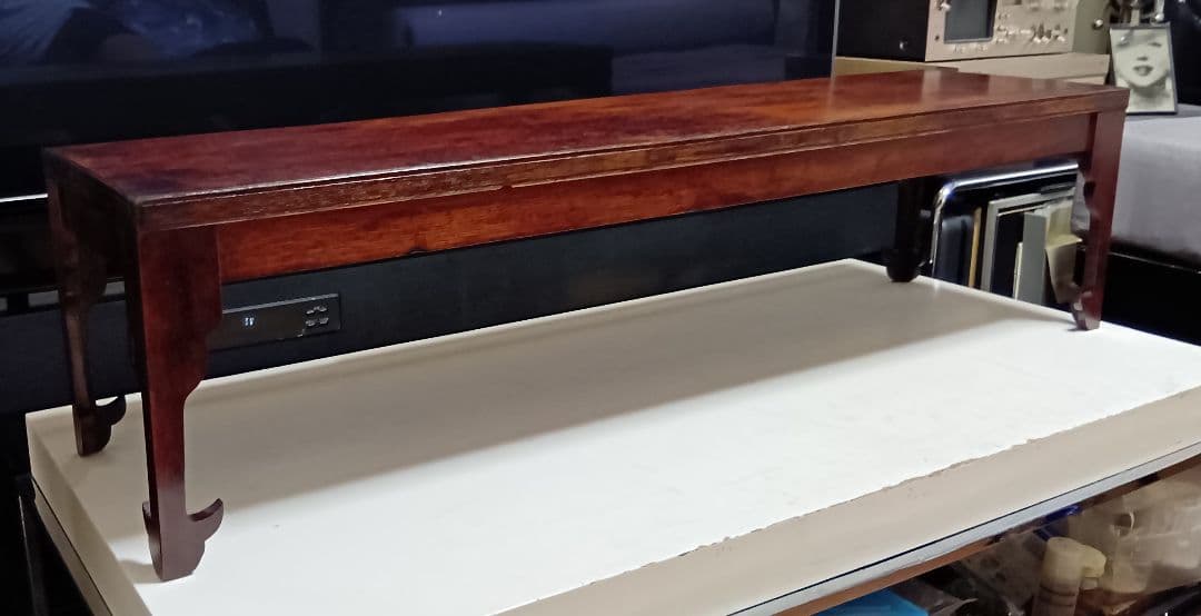 希少　明治期　欅　一枚板　組木細工　削り出し　文机　長尺机　錨脚