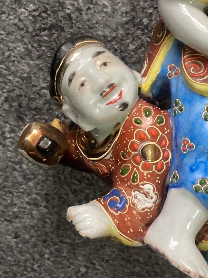 完全ジャンク品 九谷 えびす大黒 遊戯像