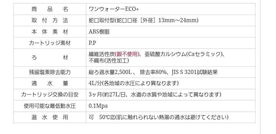 【フリーサイエンス】ワンウォーターECO・キッチン用浄水器(カートリッジ付)
