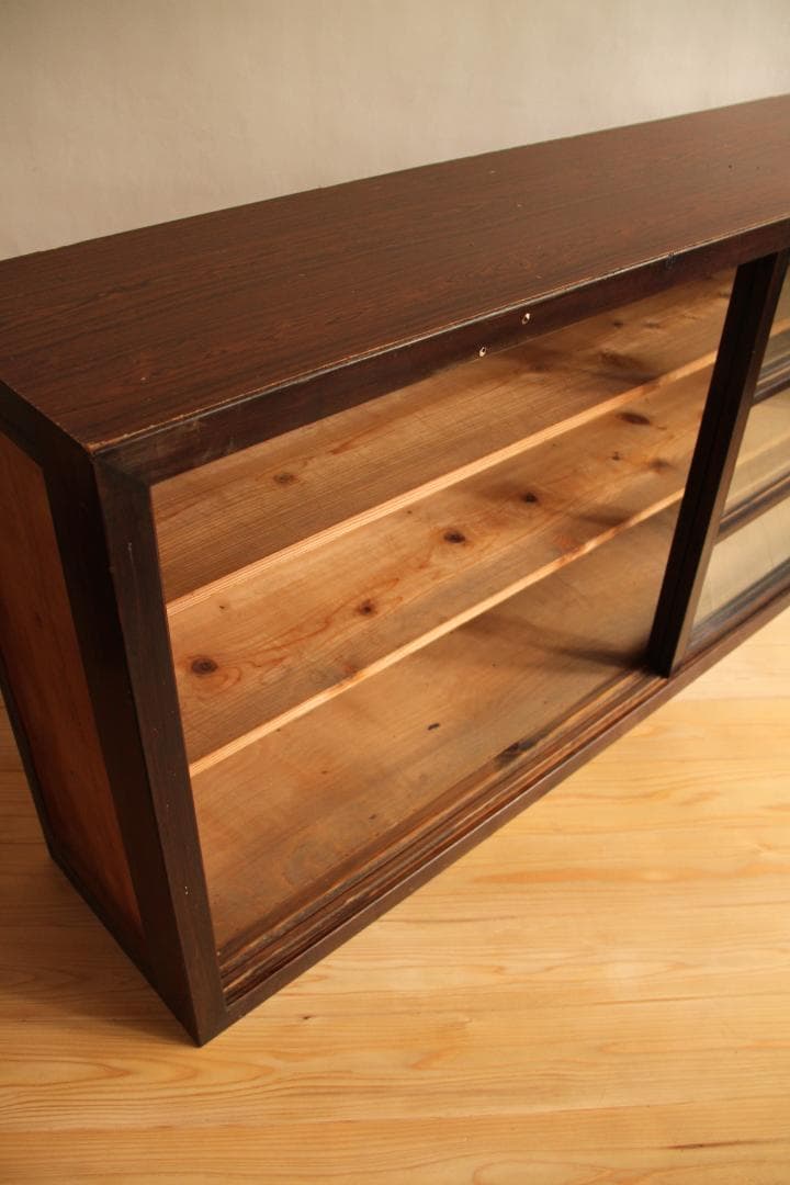 ガラス棚　食器棚　収納棚　木製棚　店舗什器　古道具　古家具　ビンテージ　レトロ