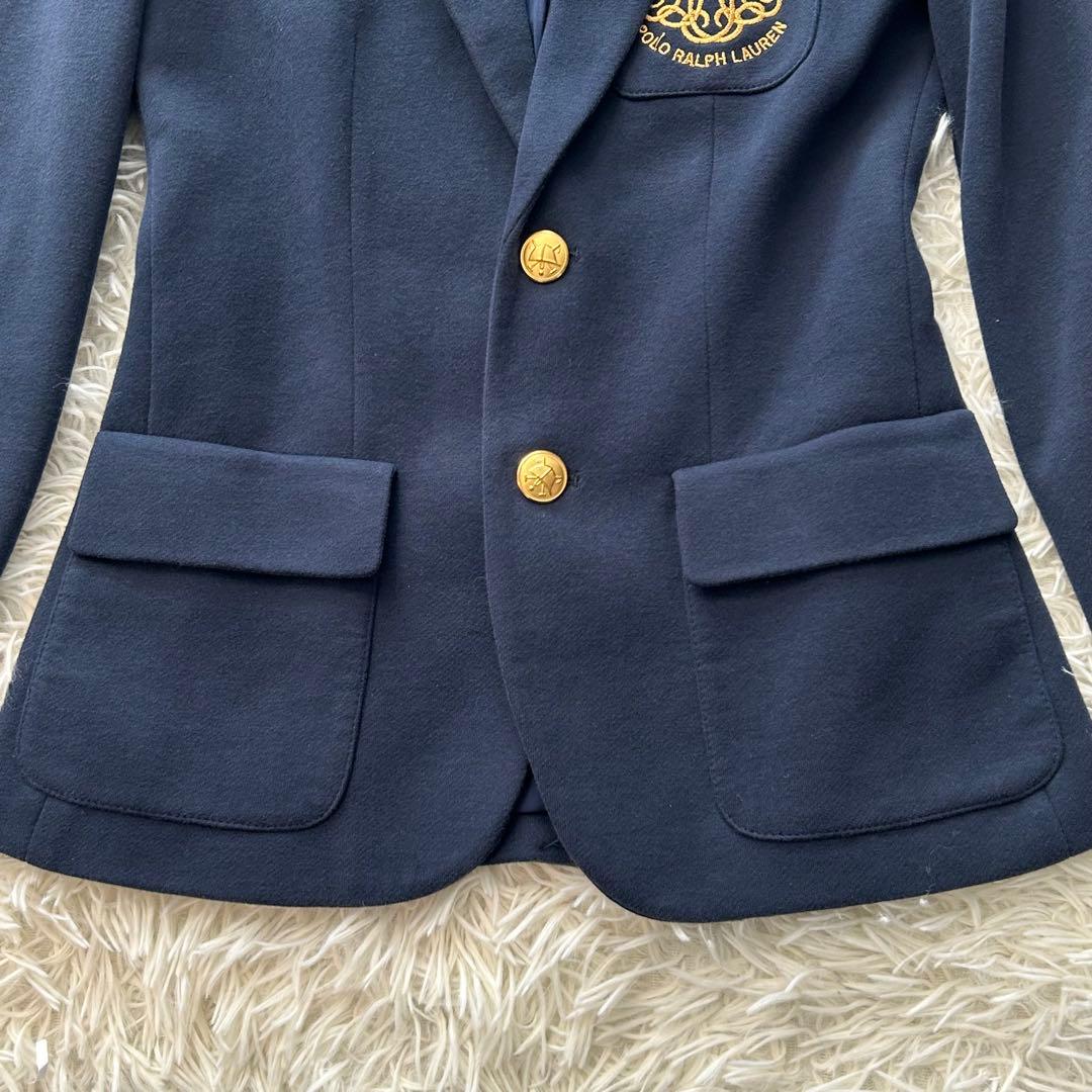 ✨美品✨ ポロラルフローレン テーラードジャケット 紺ブレ エンブレム刺繍