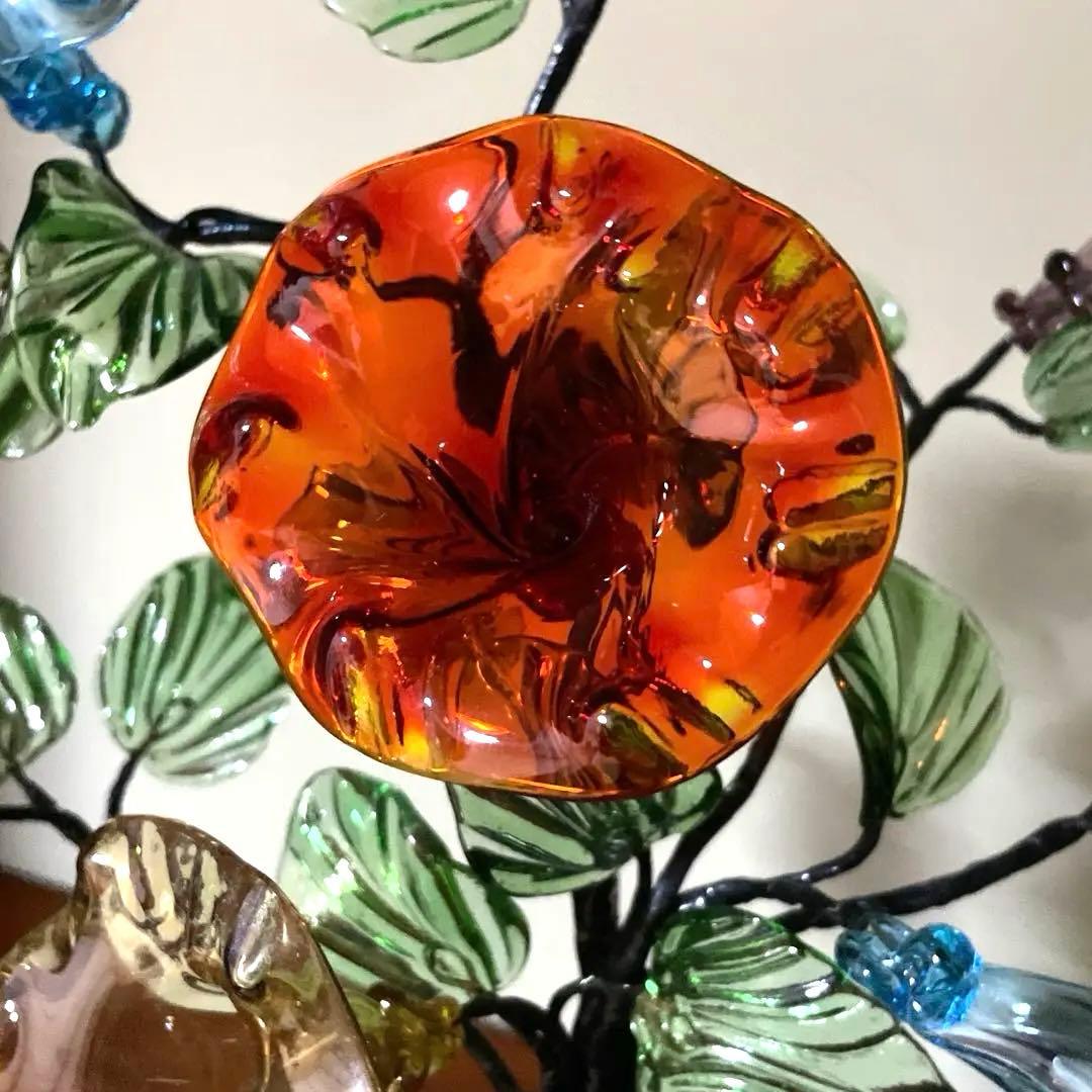 ガラス　朝顔　置物　夏小物　琉球ガラス　硝子　花　沖縄　手作り