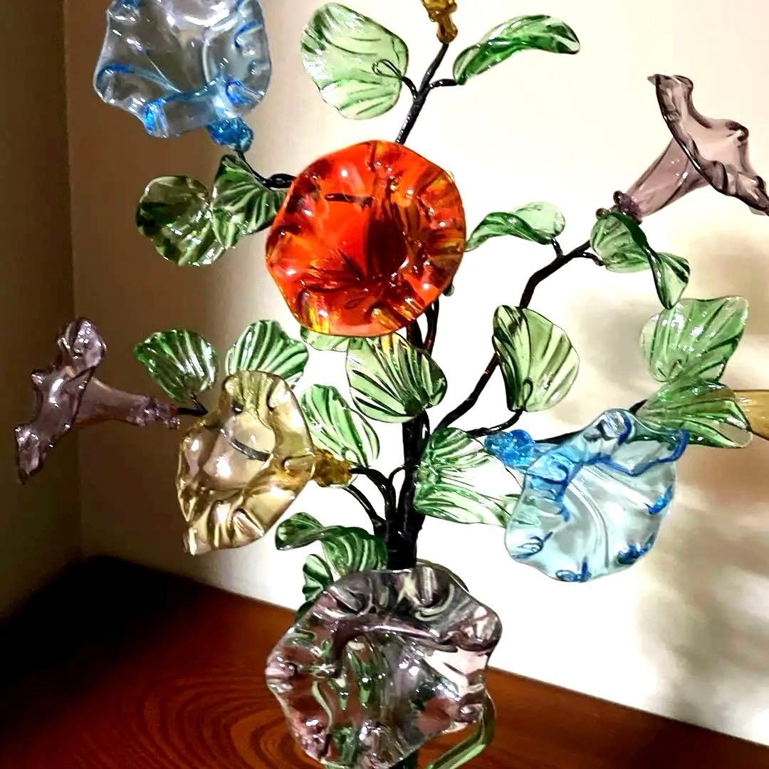 ガラス　朝顔　置物　夏小物　琉球ガラス　硝子　花　沖縄　手作り