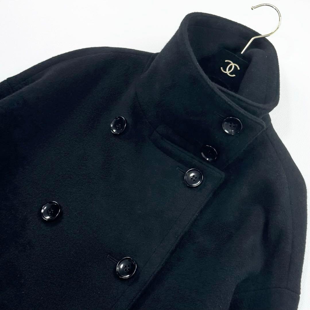 美品✨完売品 ノーブル スタンドカラーオーバーコート ブラック 立ち襟 メルトン