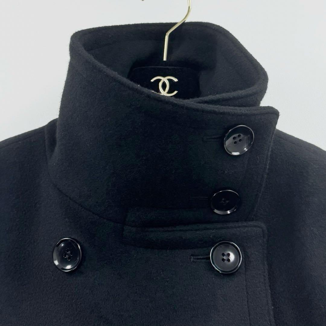 美品✨完売品 ノーブル スタンドカラーオーバーコート ブラック 立ち襟 メルトン