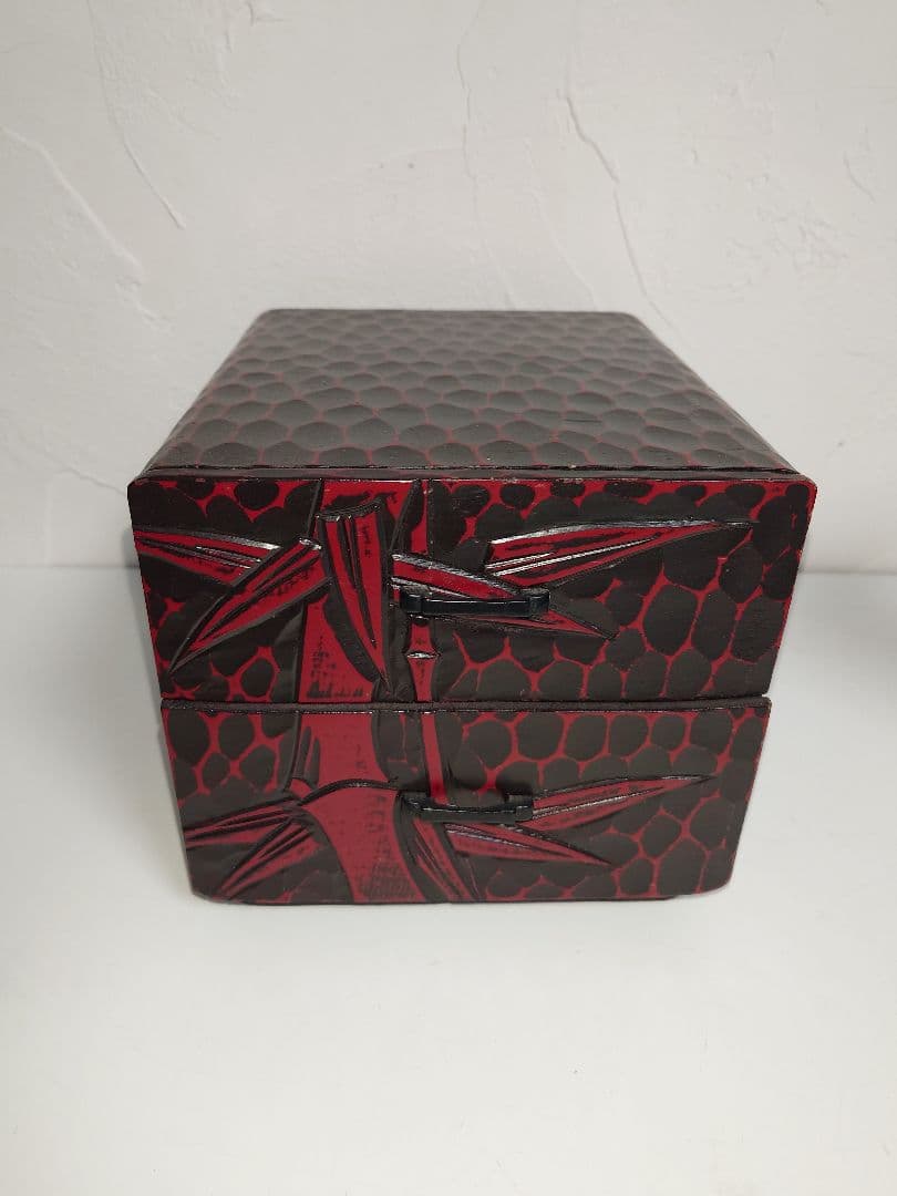 鎌倉彫 文房具入れ 電話台 2段 引出し 小物入れ ポットスタンド 昭和レトロ